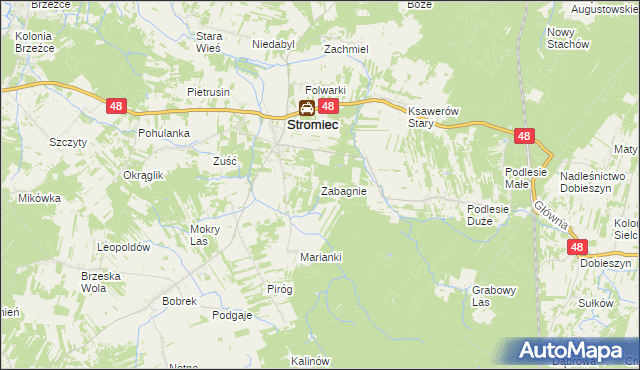 mapa Zabagnie gmina Stromiec, Zabagnie gmina Stromiec na mapie Targeo