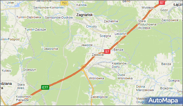 mapa Zabłocie gmina Zagnańsk, Zabłocie gmina Zagnańsk na mapie Targeo