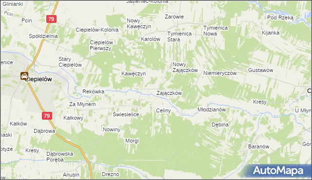 mapa Zajączków gmina Chotcza, Zajączków gmina Chotcza na mapie Targeo