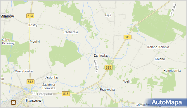 mapa Zaniówka, Zaniówka na mapie Targeo