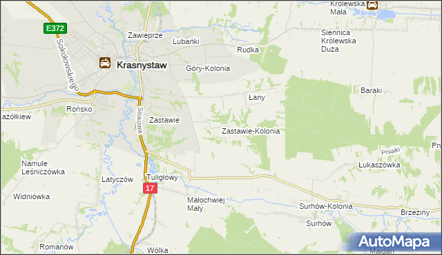 mapa Zastawie-Kolonia, Zastawie-Kolonia na mapie Targeo