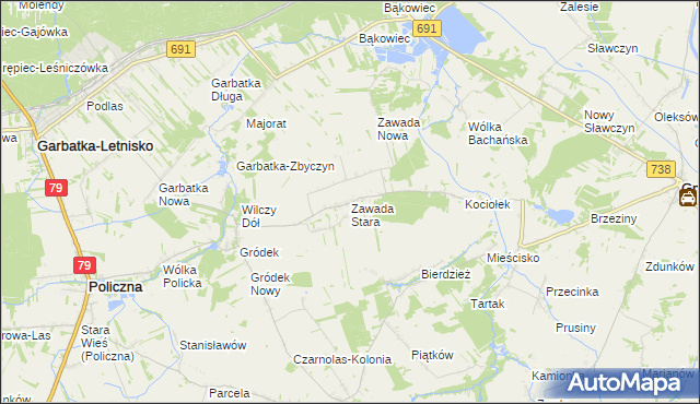 mapa Zawada Stara, Zawada Stara na mapie Targeo