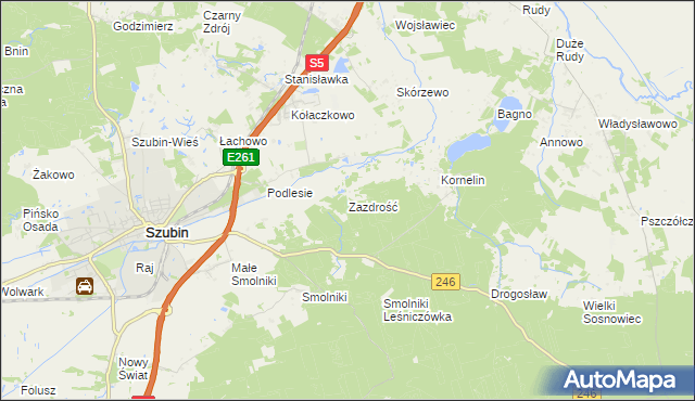 mapa Zazdrość gmina Szubin, Zazdrość gmina Szubin na mapie Targeo