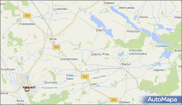 mapa Zbęchy-Pole, Zbęchy-Pole na mapie Targeo