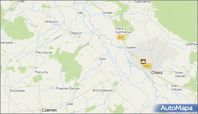 mapa Żbiki gmina Czermin, Żbiki gmina Czermin na mapie Targeo