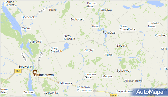 mapa Zdręby, Zdręby na mapie Targeo