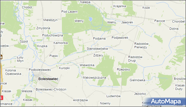 mapa Żdżary gmina Bolesławiec, Żdżary gmina Bolesławiec na mapie Targeo