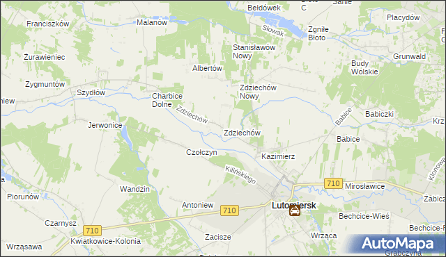 mapa Zdziechów gmina Lutomiersk, Zdziechów gmina Lutomiersk na mapie Targeo