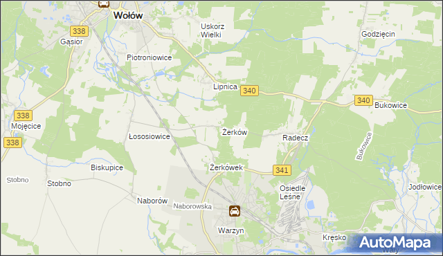 mapa Żerków gmina Brzeg Dolny, Żerków gmina Brzeg Dolny na mapie Targeo