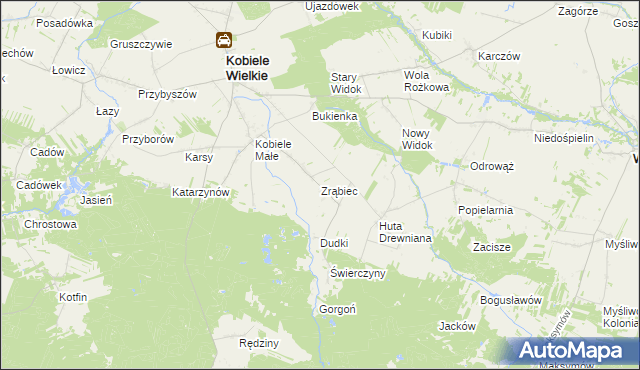 mapa Zrąbiec, Zrąbiec na mapie Targeo