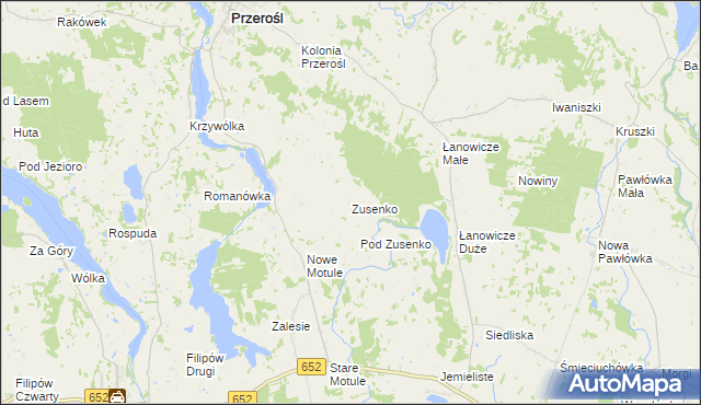 mapa Zusenko, Zusenko na mapie Targeo