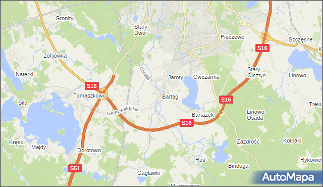 mapa Bartąg, Bartąg na mapie Targeo