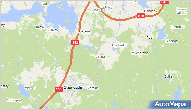 mapa Grada, Grada na mapie Targeo