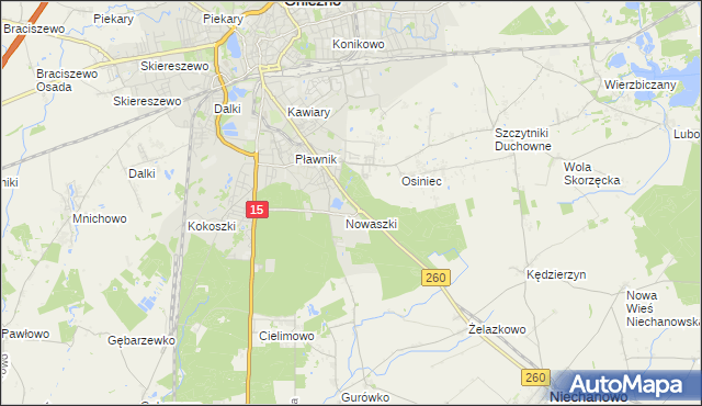mapa Jelonek gmina Niechanowo, Jelonek gmina Niechanowo na mapie Targeo