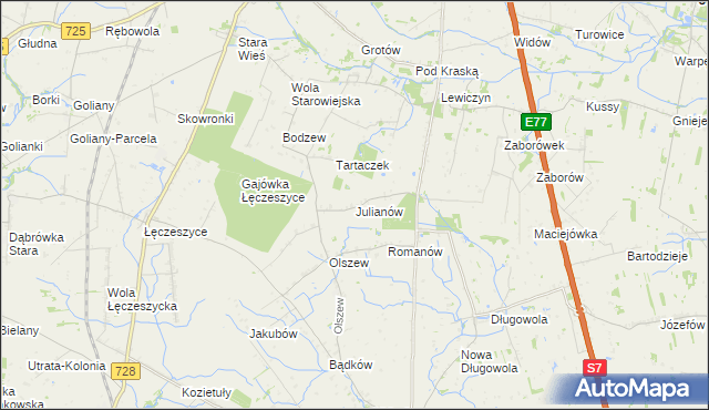 mapa Julianów gmina Belsk Duży, Julianów gmina Belsk Duży na mapie Targeo
