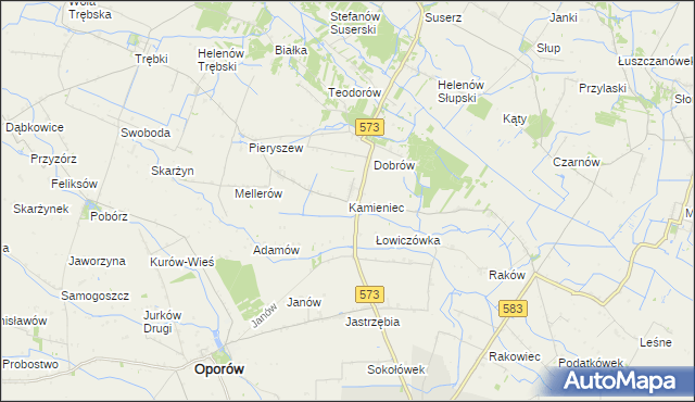 mapa Kamieniec gmina Szczawin Kościelny, Kamieniec gmina Szczawin Kościelny na mapie Targeo