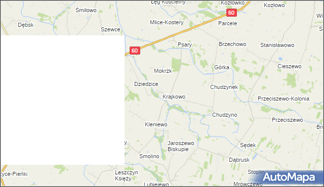 mapa Krajkowo gmina Drobin, Krajkowo gmina Drobin na mapie Targeo