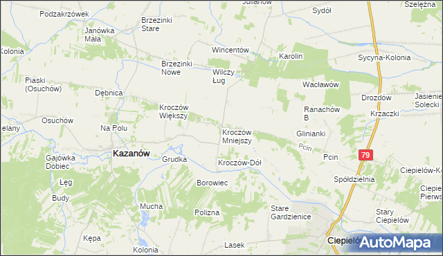 mapa Kroczów Mniejszy, Kroczów Mniejszy na mapie Targeo