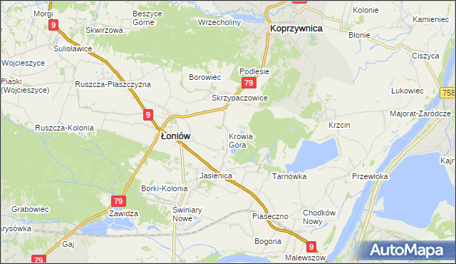 mapa Krowia Góra, Krowia Góra na mapie Targeo