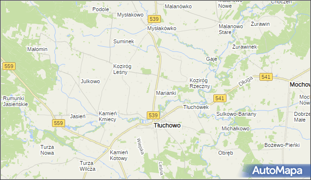 mapa Marianki gmina Tłuchowo, Marianki gmina Tłuchowo na mapie Targeo