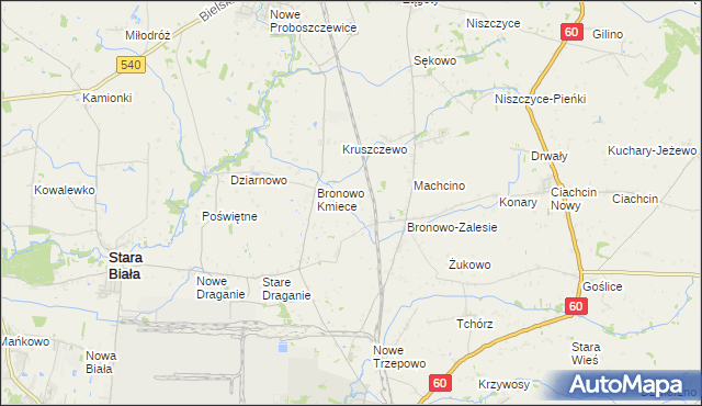 mapa Nowe Bronowo, Nowe Bronowo na mapie Targeo