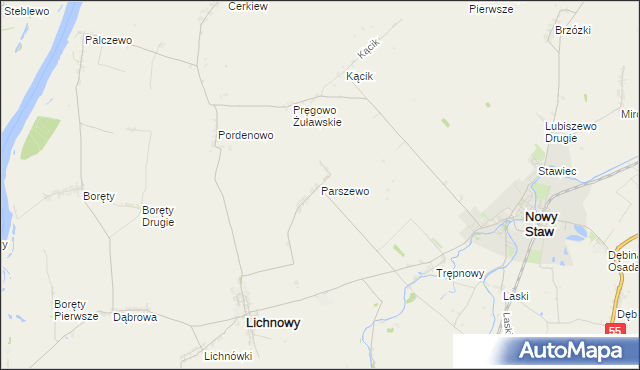 mapa Parszewo, Parszewo na mapie Targeo