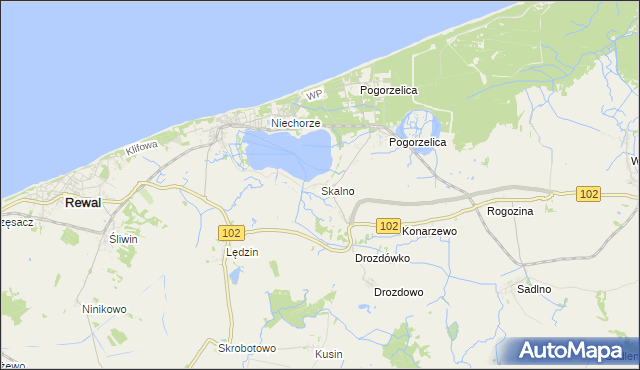 mapa Skalno gmina Karnice, Skalno gmina Karnice na mapie Targeo