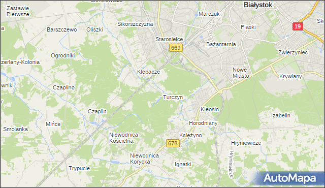 mapa Turczyn gmina Choroszcz, Turczyn gmina Choroszcz na mapie Targeo