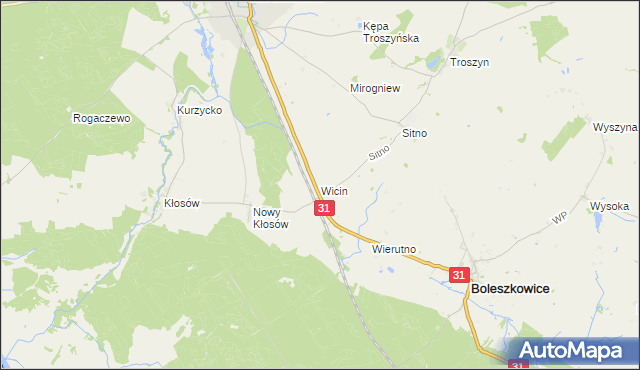 mapa Wicin, Wicin na mapie Targeo