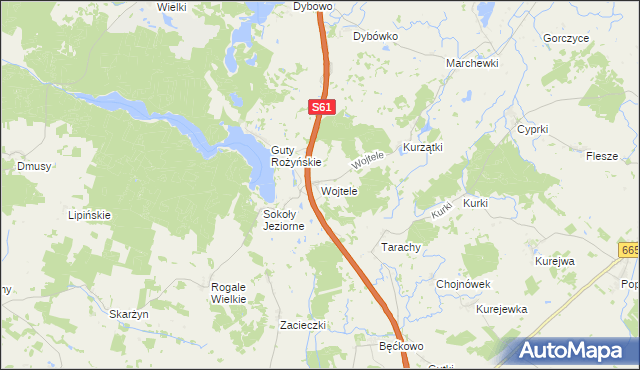 mapa Wojtele, Wojtele na mapie Targeo