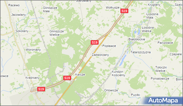mapa Zadworzany, Zadworzany na mapie Targeo