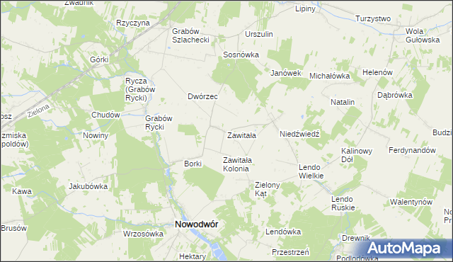 mapa Zawitała, Zawitała na mapie Targeo