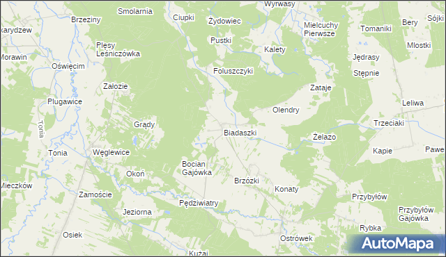 mapa Biadaszki gmina Galewice, Biadaszki gmina Galewice na mapie Targeo