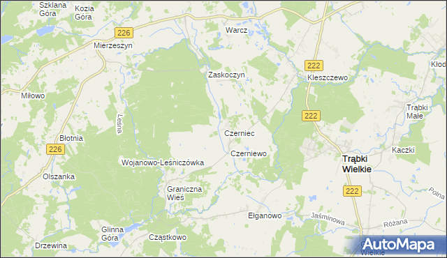 mapa Czerniec gmina Trąbki Wielkie, Czerniec gmina Trąbki Wielkie na mapie Targeo