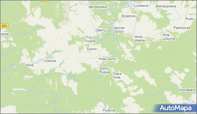 mapa Huta-Złomy, Huta-Złomy na mapie Targeo