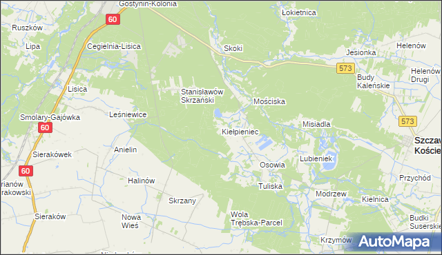 mapa Kiełpieniec, Kiełpieniec na mapie Targeo