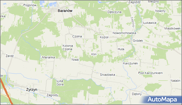 mapa Klin gmina Baranów, Klin gmina Baranów na mapie Targeo