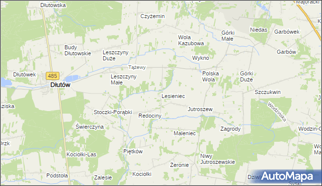 mapa Lesieniec gmina Dłutów, Lesieniec gmina Dłutów na mapie Targeo