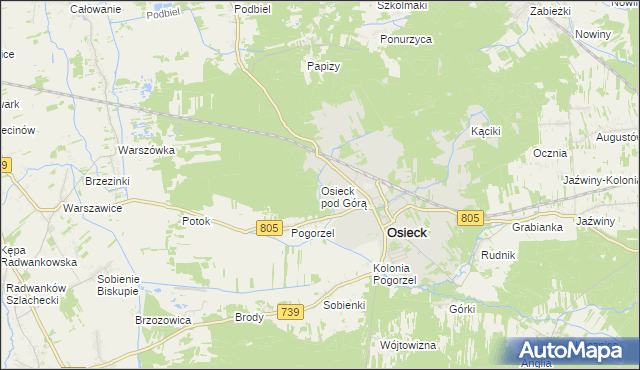 mapa Osieck pod Górą, Osieck pod Górą na mapie Targeo