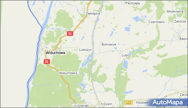 mapa Widuchowa-Stacja, Widuchowa-Stacja na mapie Targeo