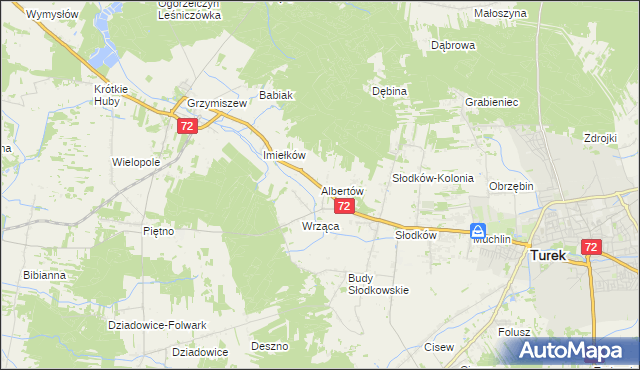 mapa Albertów gmina Turek, Albertów gmina Turek na mapie Targeo