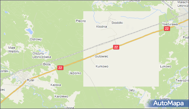 mapa Gutowiec, Gutowiec na mapie Targeo