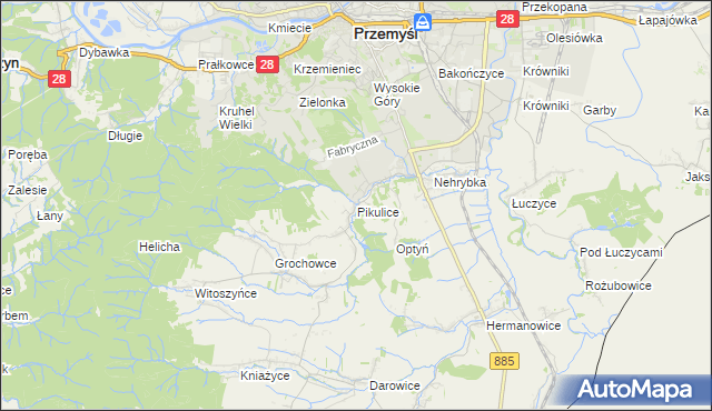 mapa Pikulice, Pikulice na mapie Targeo