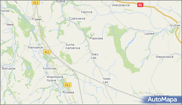 mapa Stary Las gmina Głuchołazy, Stary Las gmina Głuchołazy na mapie Targeo