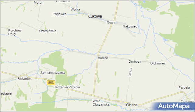 mapa Babice gmina Obsza, Babice gmina Obsza na mapie Targeo