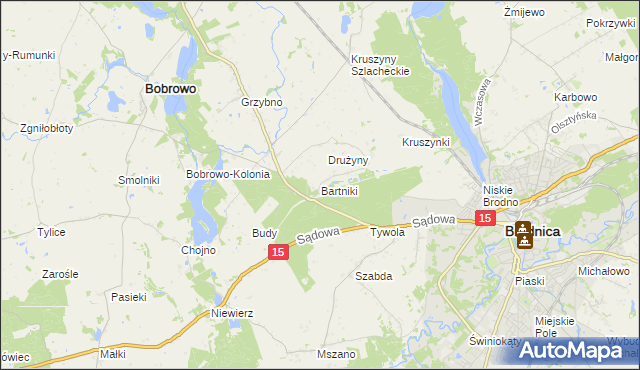 mapa Bartniki gmina Brodnica, Bartniki gmina Brodnica na mapie Targeo