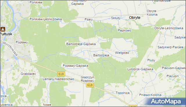 mapa Bartodzieje gmina Obryte, Bartodzieje gmina Obryte na mapie Targeo