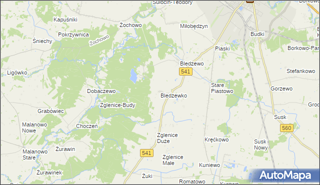 mapa Bledzewko, Bledzewko na mapie Targeo