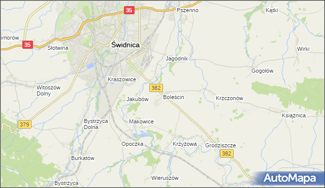 mapa Boleścin gmina Świdnica, Boleścin gmina Świdnica na mapie Targeo