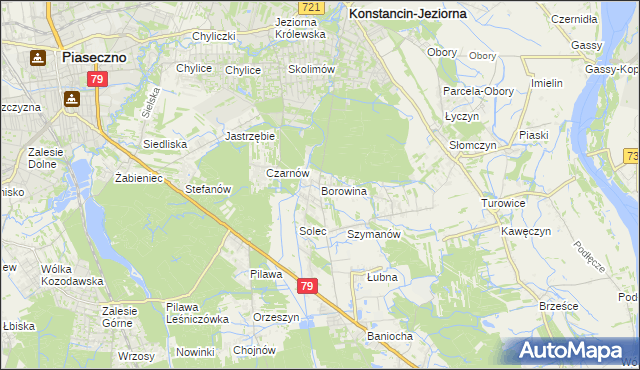 mapa Borowina gmina Konstancin-Jeziorna, Borowina gmina Konstancin-Jeziorna na mapie Targeo